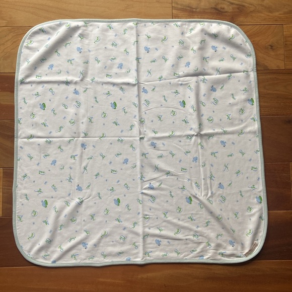 NWOT TBBC Frog Prince ABCs Blue Trim Buggy Blanket 100% Cotton - Picture 2 of 6